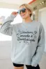 Stadium Snacks And Quarterbacks Light Grey Oversized Graphic Sweatshirt SALE sold by Pink Lily