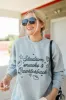 Stadium Snacks And Quarterbacks Light Grey Oversized Graphic Sweatshirt SALE sold by Pink Lily