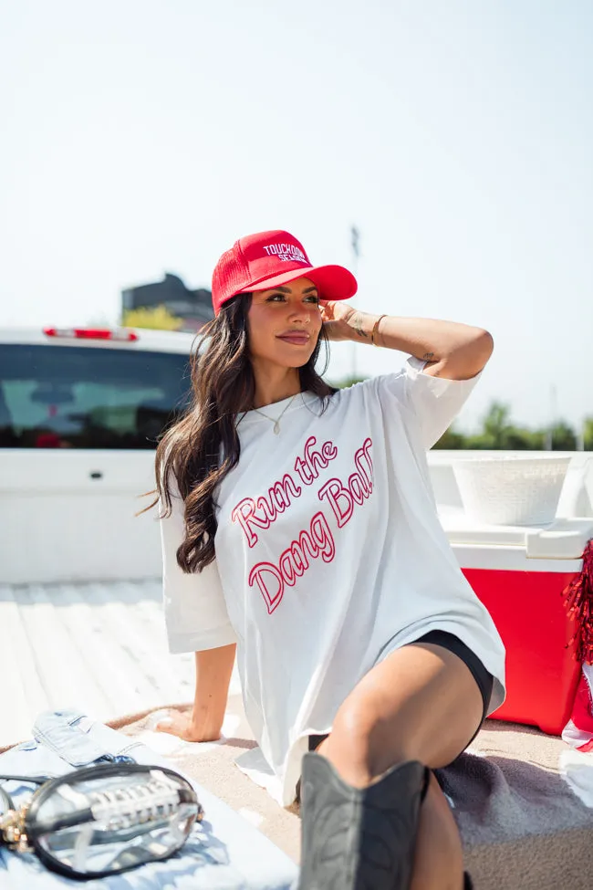 Run The Dang Ball Off White Hyfve Oversized Graphic Tee sold by Pink Lily
