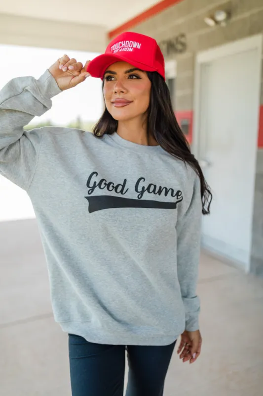 Good Game Light Grey Graphic Sweatshirt SALE made by Pink Lily