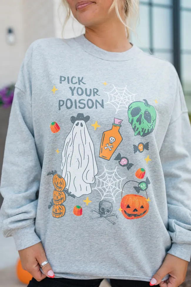 Pick Your Poison Light Grey Graphic Sweatshirt SALE sold by Pink Lily product image thumbnail 2