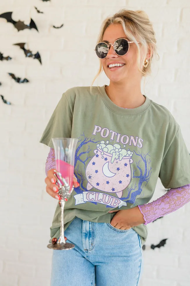 Potions Club Olive Oversized Graphic Tee sold by Pink Lily