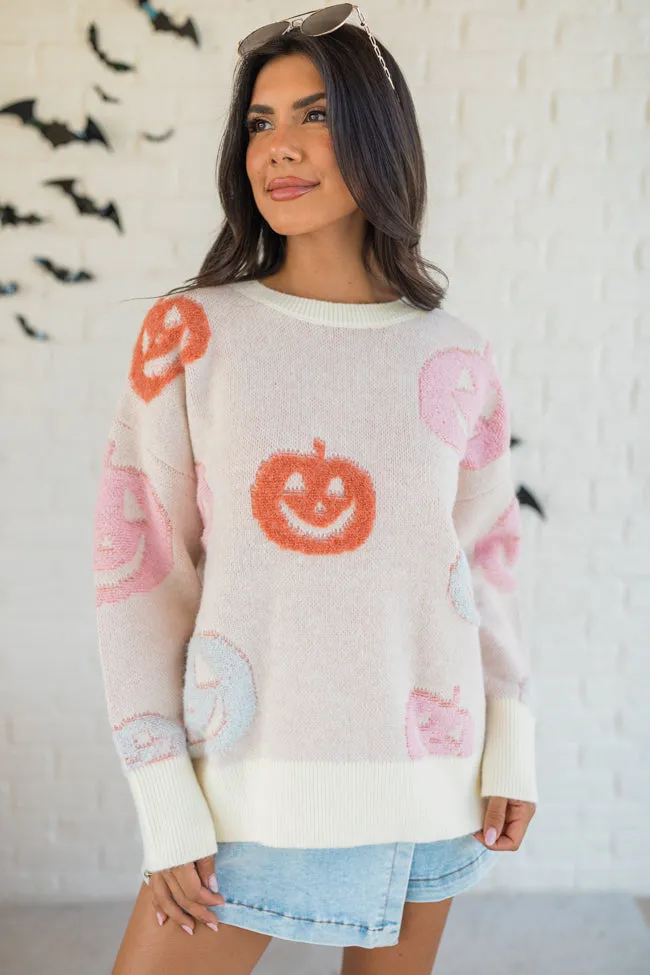 Pumpkin Queen Ivory Multi Fuzzy Embroidered Sweater FINAL SALE sold by Pink Lily product image thumbnail 3