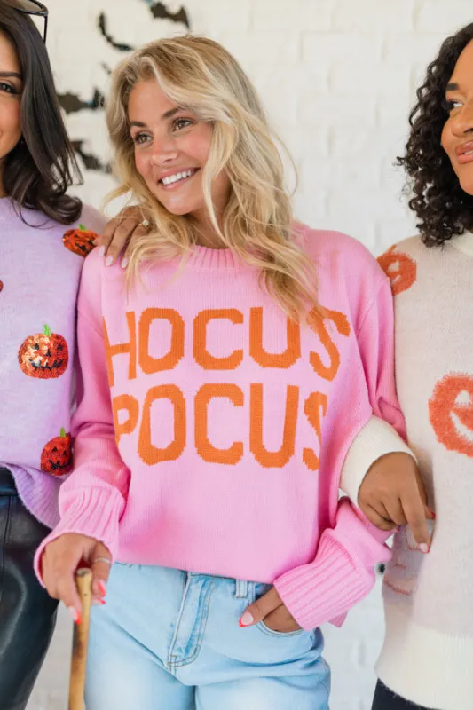 Spell On You Pink and Orange Hocus Pocus Sweater sold by Pink Lily
