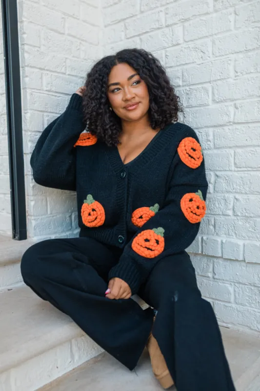 Hey Pumpkin Black Cardigan sold by Pink Lily