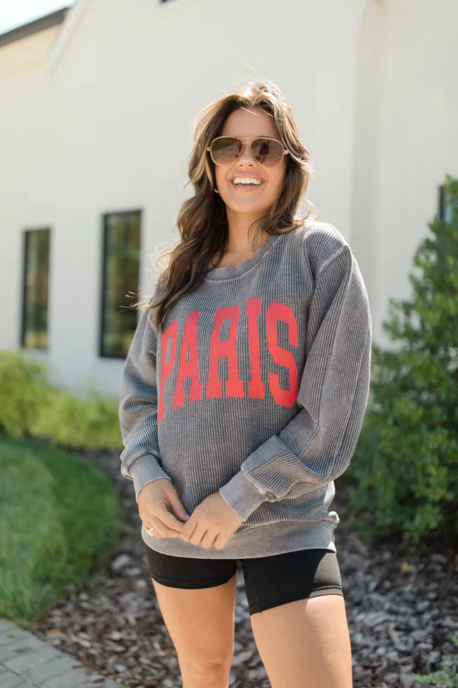 Paris Block Charcoal Corded Graphic Sweatshirt FINAL SALE sold by Pink Lily product image thumbnail 4