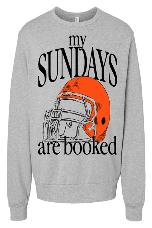 My Sundays Are Booked Orange Light Grey Oversized Graphic Sweatshirt sold by Pink Lily