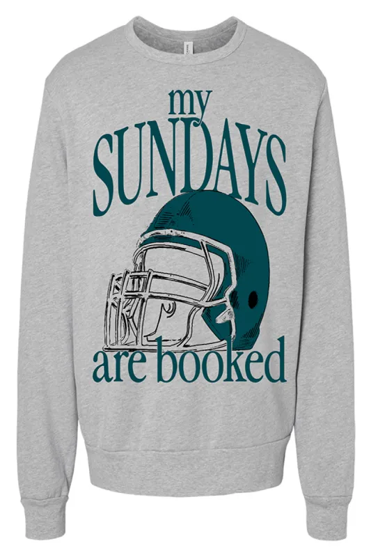 My Sundays Are Booked Green Light Grey Oversized Graphic Sweatshirt sold by Pink Lily