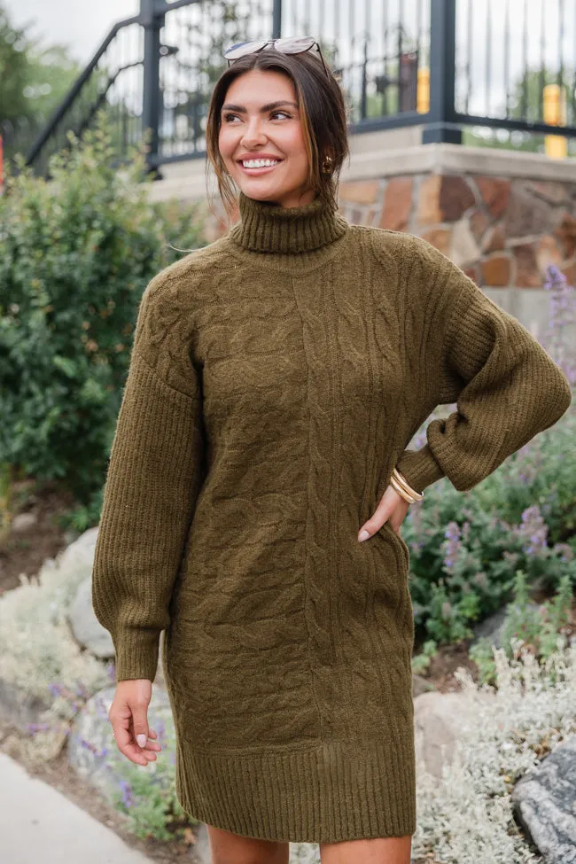 Sweetest Harmony Olive Textured Turtleneck Dress FINAL SALE sold by Pink Lily product image thumbnail 3