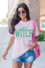 Good Witch Light Pink Oversized Graphic Tee sold by Pink Lily