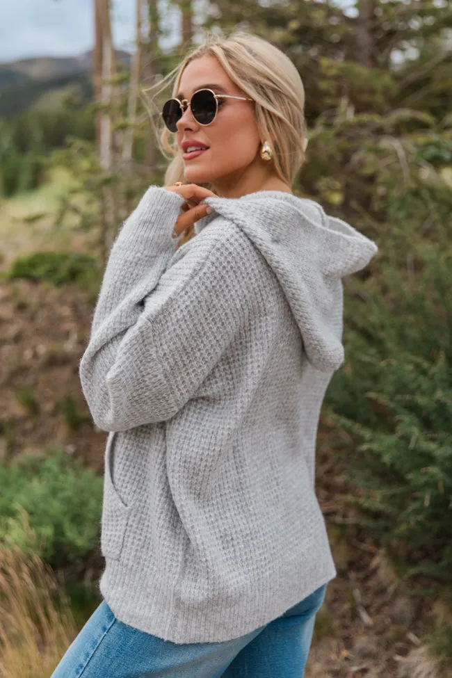 Found Your Love Grey Oversized Waffle Hooded Sweater FINAL SALE sold by Pink Lily product image thumbnail 4