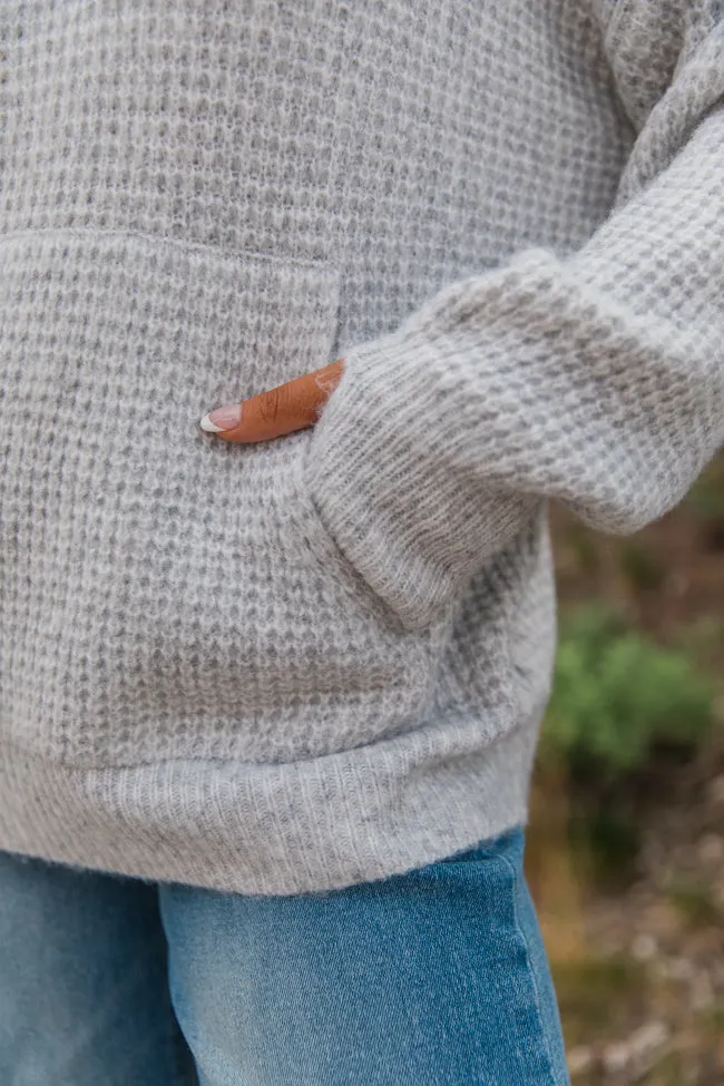 Found Your Love Grey Oversized Waffle Hooded Sweater FINAL SALE sold by Pink Lily product image thumbnail 3