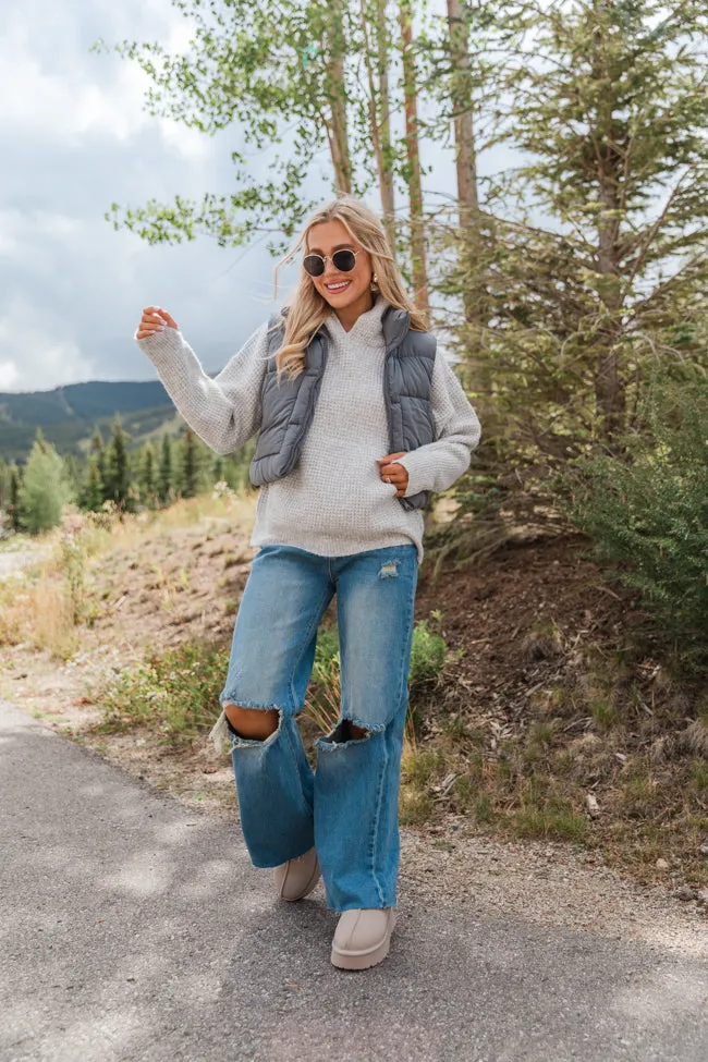 Found Your Love Grey Oversized Waffle Hooded Sweater FINAL SALE sold by Pink Lily product image thumbnail 2