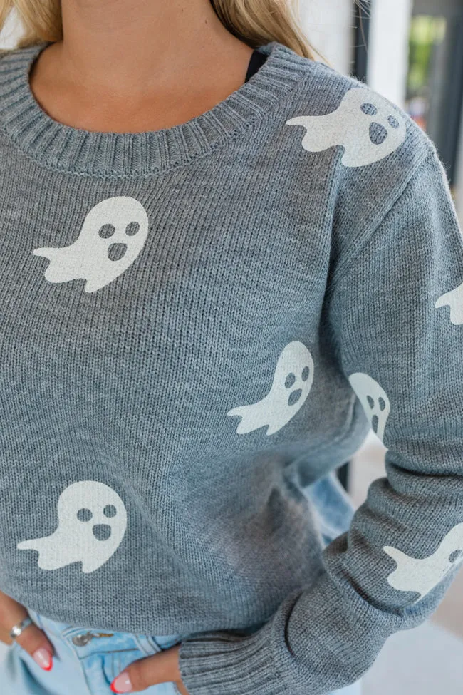 One Cool Ghoul Grey Ghost Print Sweater FINAL SALE sold by Pink Lily product image thumbnail 3
