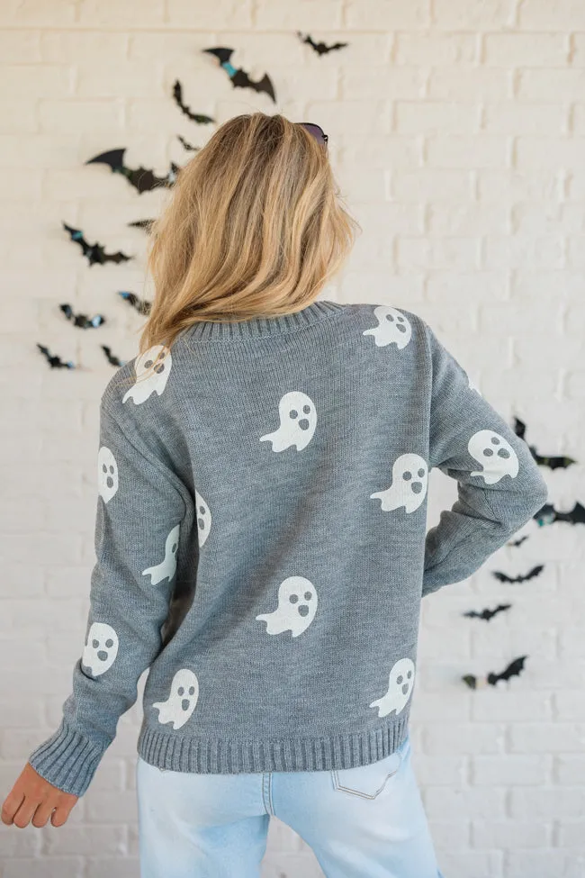 One Cool Ghoul Grey Ghost Print Sweater FINAL SALE sold by Pink Lily product image thumbnail 5