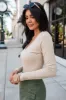 Going Strong Tan Ribbed V-Neck Bodysuit FINAL SALE sold by Pink Lily