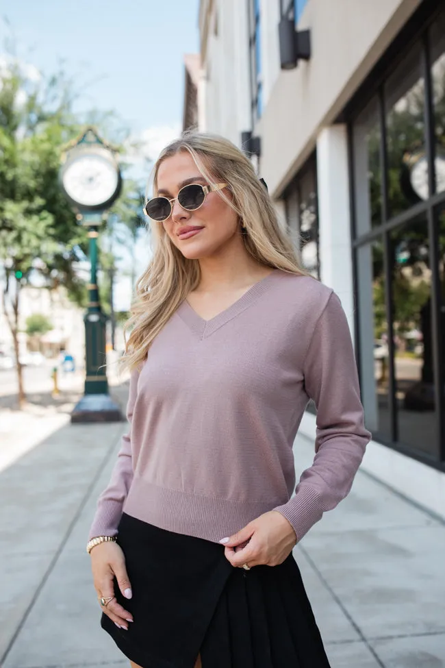 Let's Be Honest Mocha V-Neck Sweater FINAL SALE sold by Pink Lily