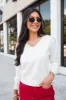 Let's Be Honest Ivory V-Neck Sweater FINAL SALE sold by Pink Lily