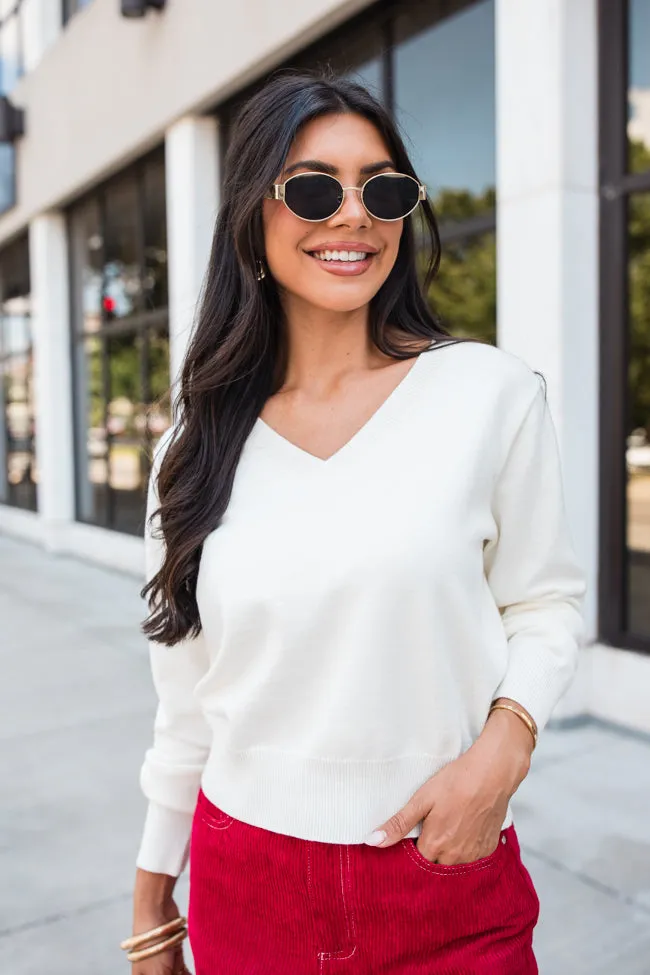 Let's Be Honest Ivory V-Neck Sweater FINAL SALE sold by Pink Lily product image thumbnail 3