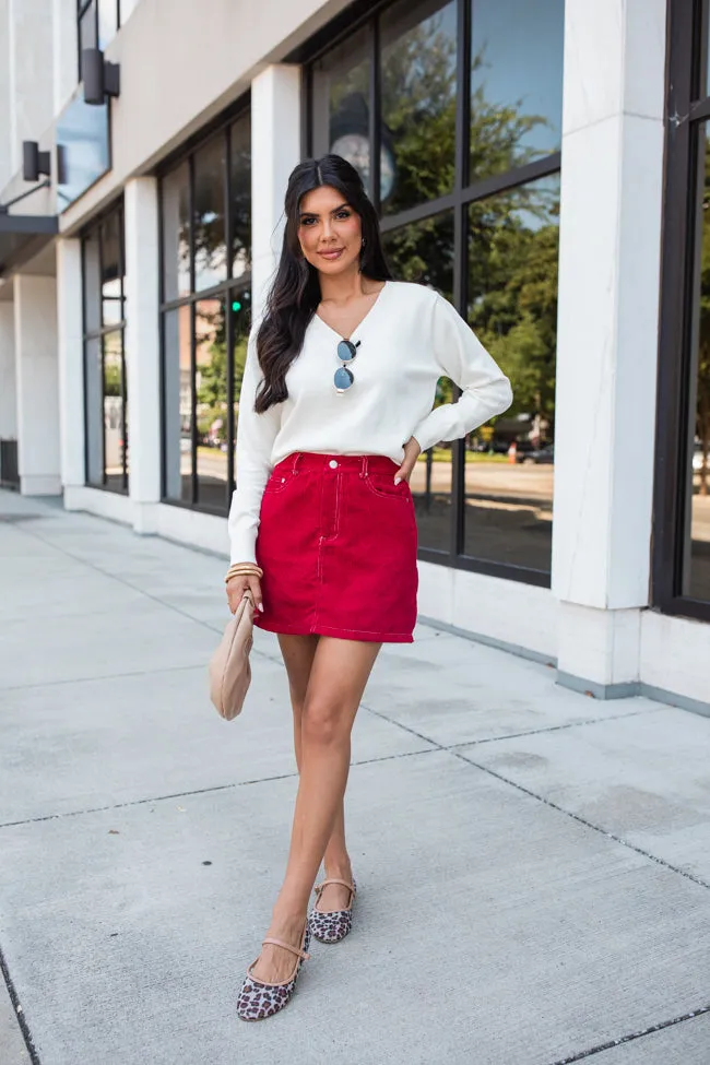 Let's Be Honest Ivory V-Neck Sweater FINAL SALE sold by Pink Lily product image thumbnail 2