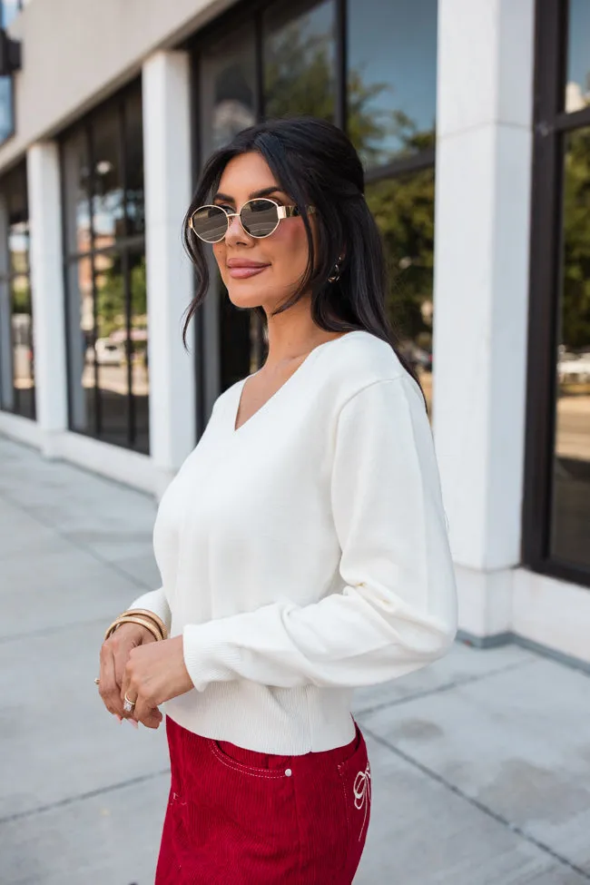 Let's Be Honest Ivory V-Neck Sweater FINAL SALE sold by Pink Lily product image thumbnail 4