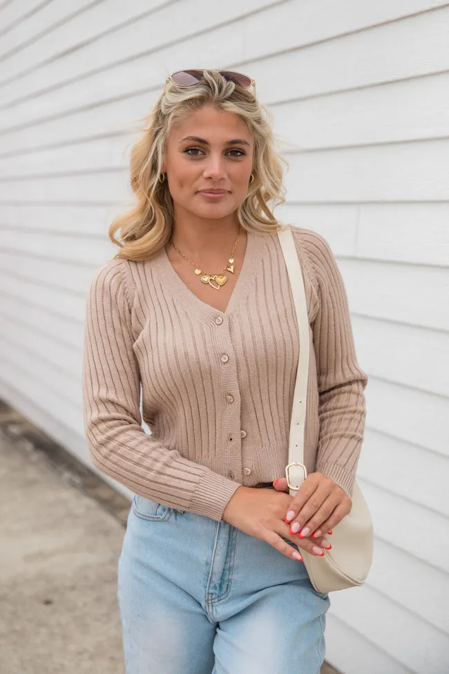 What You Needed Taupe Ribbed Cardigan FINAL SALE SALE sold by Pink Lily