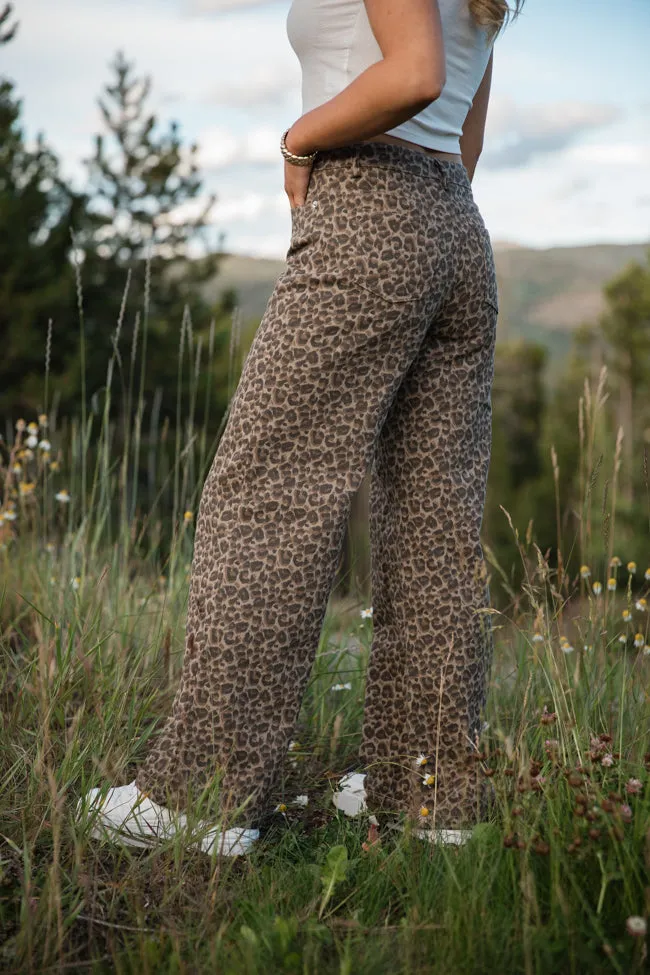 Wild Things Taupe and Brown Leopard Wide Leg Pants sold by Pink Lily product image thumbnail 4