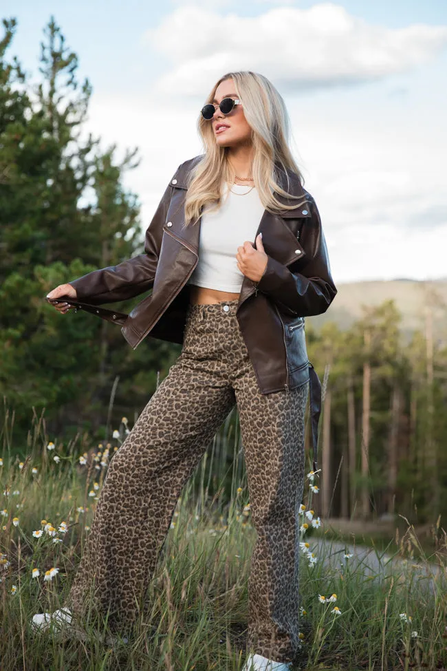 Wild Things Taupe and Brown Leopard Wide Leg Pants sold by Pink Lily product image thumbnail 3