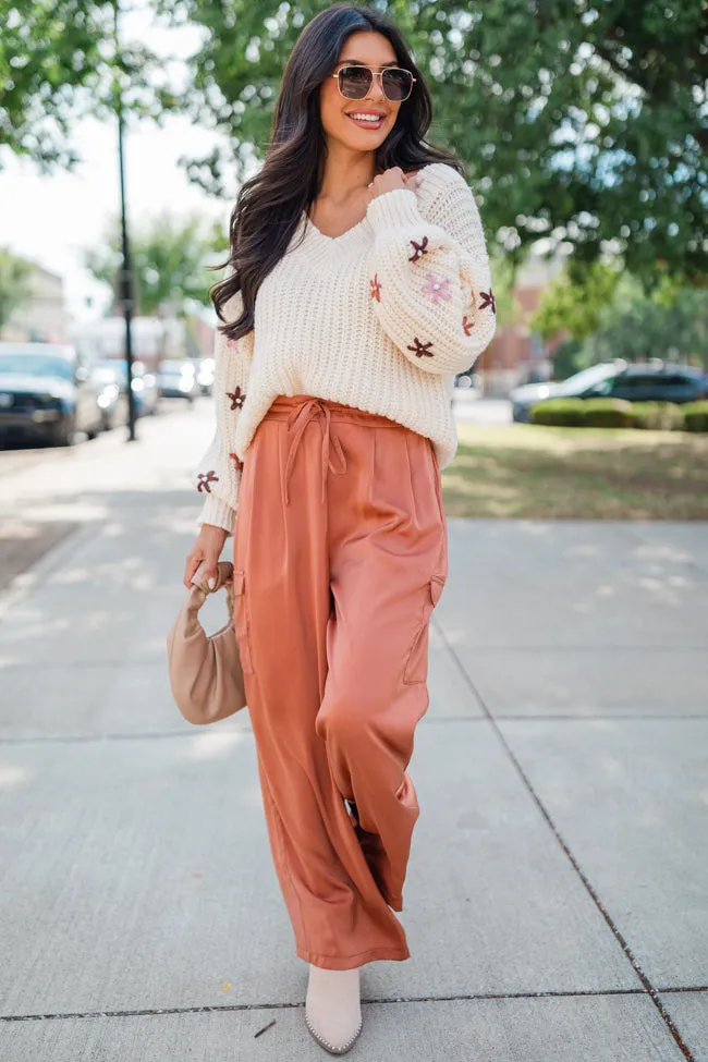 Join You Later Oatmeal Floral Sleeve Applique Sweater sold by Pink Lily product image thumbnail 2