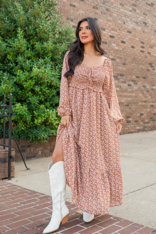 Light Of My Life Brown Ditsy Floral Maxi Dress FINAL SALE sold by Pink Lily