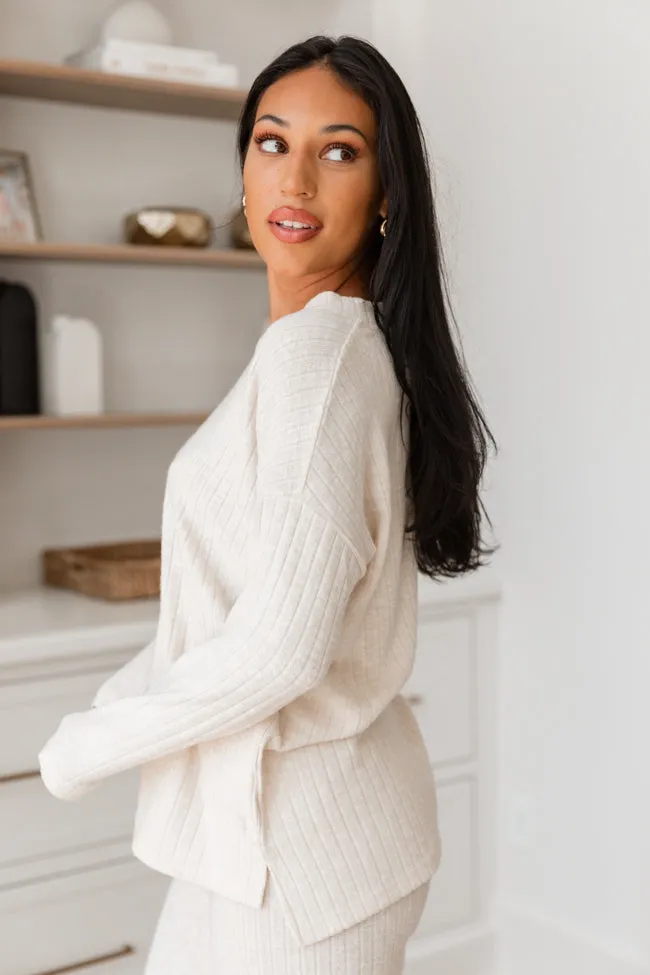 Living Well Beige Ribbed Knit Lounge Set sold by Pink Lily product image thumbnail 3