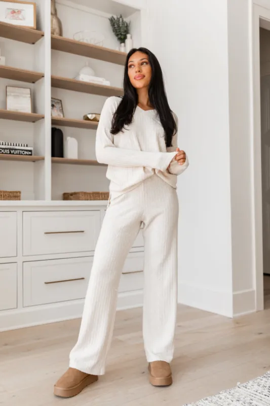 Living Well Beige Ribbed Knit Lounge Set sold by Pink Lily