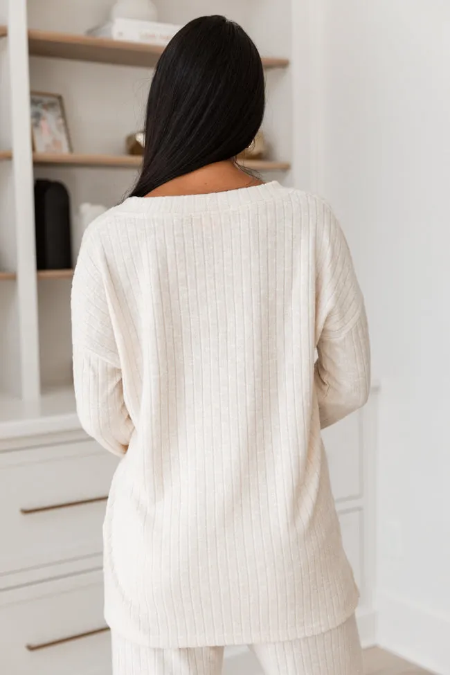 Living Well Beige Ribbed Knit Lounge Set sold by Pink Lily product image thumbnail 4