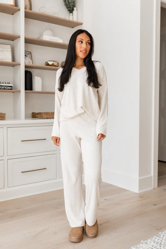 Living Well Beige Ribbed Knit Lounge Set sold by Pink Lily product image thumbnail 5