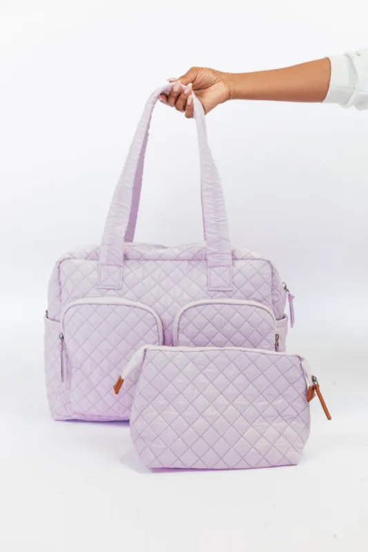 Lilac Weekender + Pouch Set sold by Pink Lily