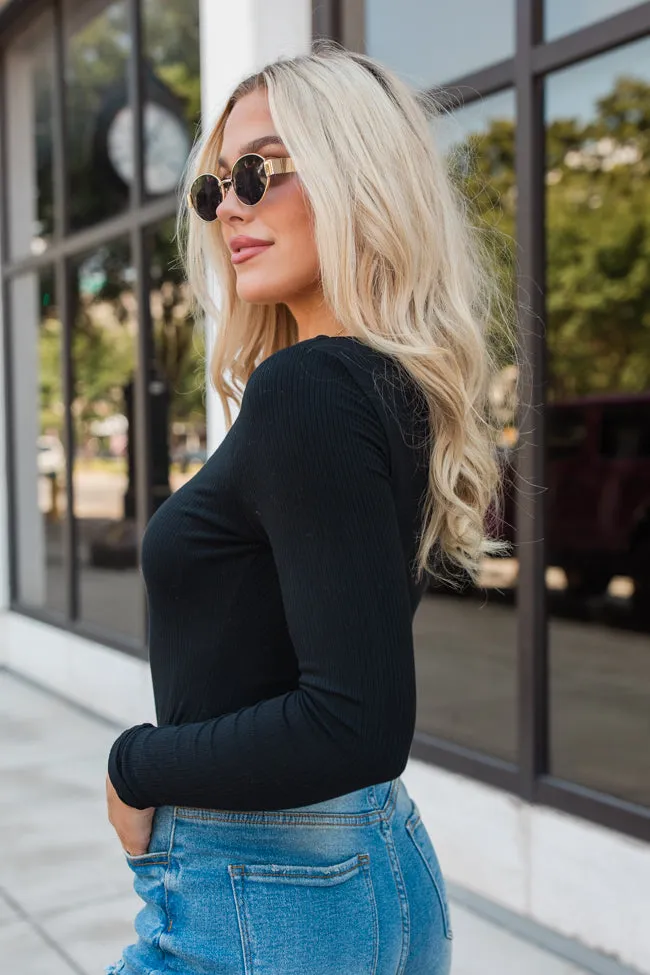 Going Strong Black Ribbed V-neck Bodysuit FINAL SALE sold by Pink Lily product image thumbnail 3