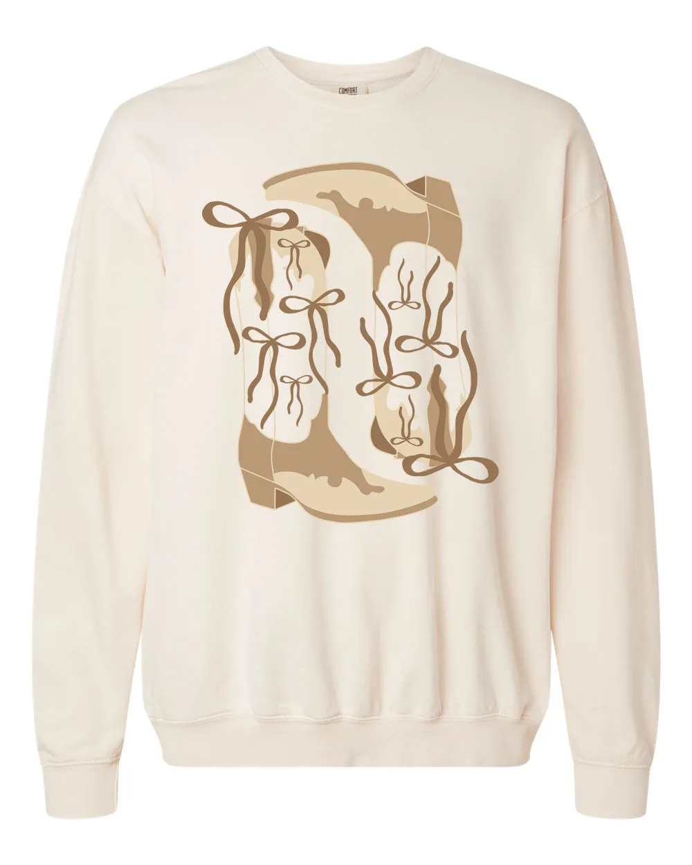 Bow Boots Cream Oversized Graphic Sweatshirt sold by Pink Lily