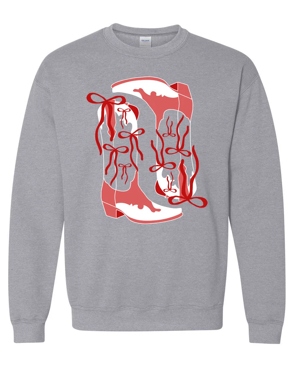 Bow Boots Light Grey Oversized Graphic Sweatshirt sold by Pink Lily