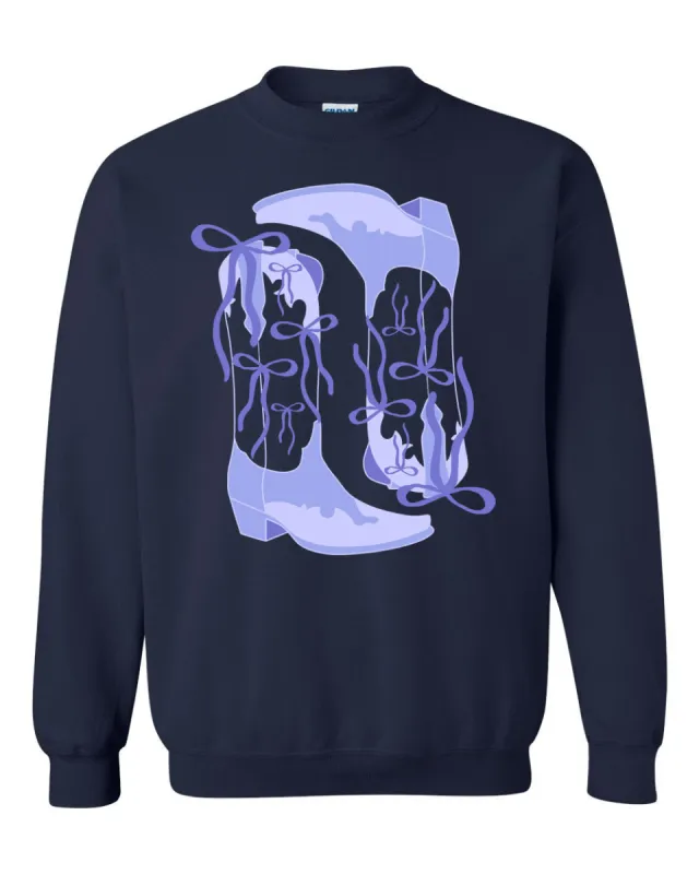 Bow Boots Navy Oversized Graphic Sweatshirt sold by Pink Lily