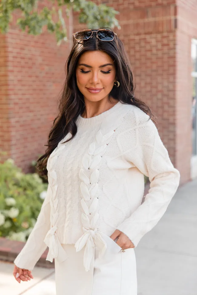Tied To You Ivory Lace Up Sweater sold by Pink Lily product image thumbnail 3
