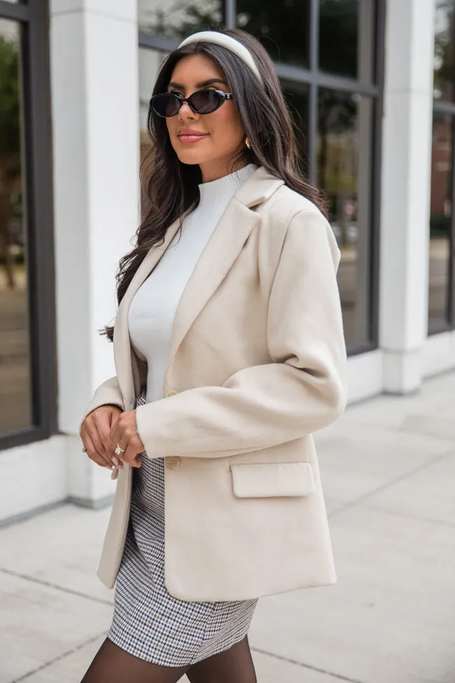 Do It Pronto Beige Wool Blend Blazer Jacket FINAL SALE sold by Pink Lily product image thumbnail 3