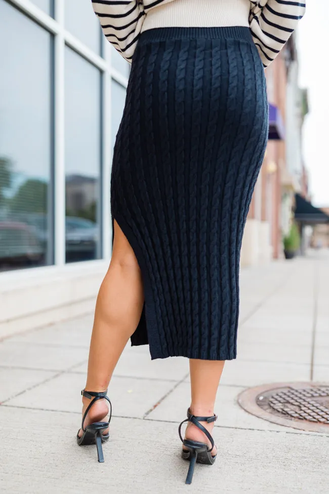 Classic Conversation Black Cable Knit Midi Skirt FINAL SALE sold by Pink Lily product image thumbnail 4