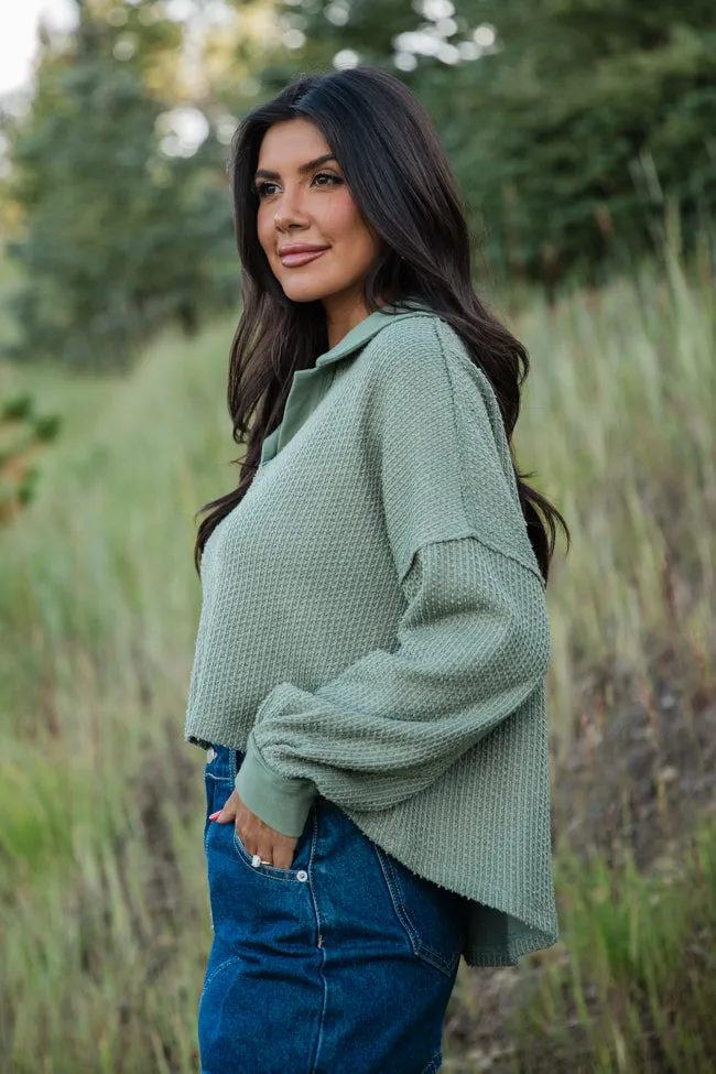 All Clear Olive Collared Textured Knit Top FINAL SALE sold by Pink Lily product image thumbnail 3