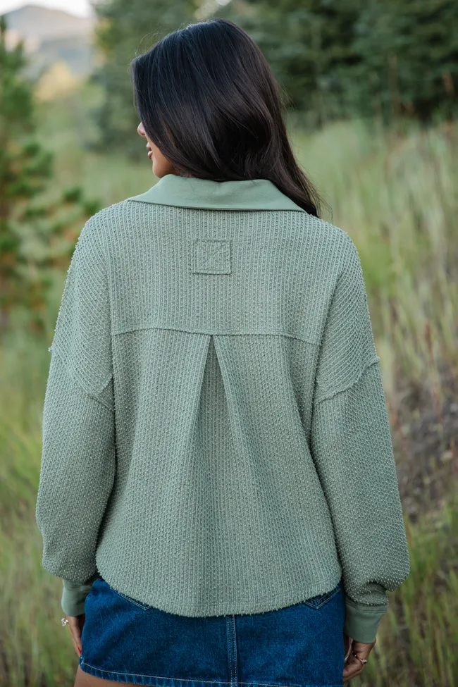 All Clear Olive Collared Textured Knit Top FINAL SALE sold by Pink Lily product image thumbnail 4