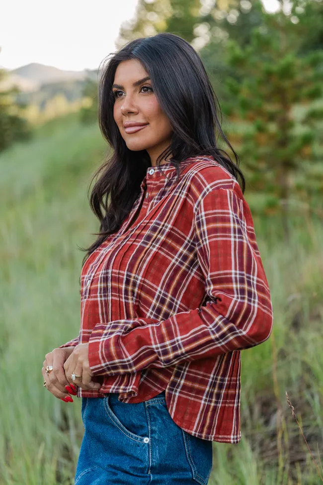 Most Wanted Rust Plaid Woven Blouse FINAL SALE sold by Pink Lily product image thumbnail 4