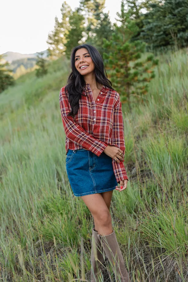Most Wanted Rust Plaid Woven Blouse FINAL SALE sold by Pink Lily product image thumbnail 3