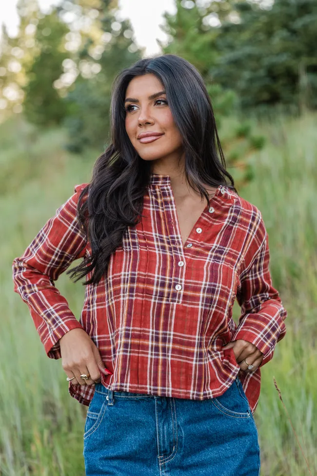 Most Wanted Rust Plaid Woven Blouse FINAL SALE sold by Pink Lily product image thumbnail 2