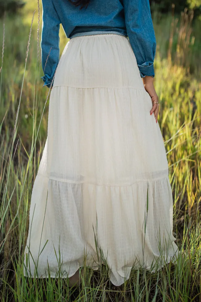 Going Nowhere Fast Cream Textured Maxi Skirt sold by Pink Lily product image thumbnail 5