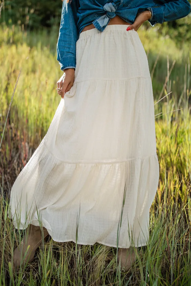 Going Nowhere Fast Cream Textured Maxi Skirt sold by Pink Lily product image thumbnail 2