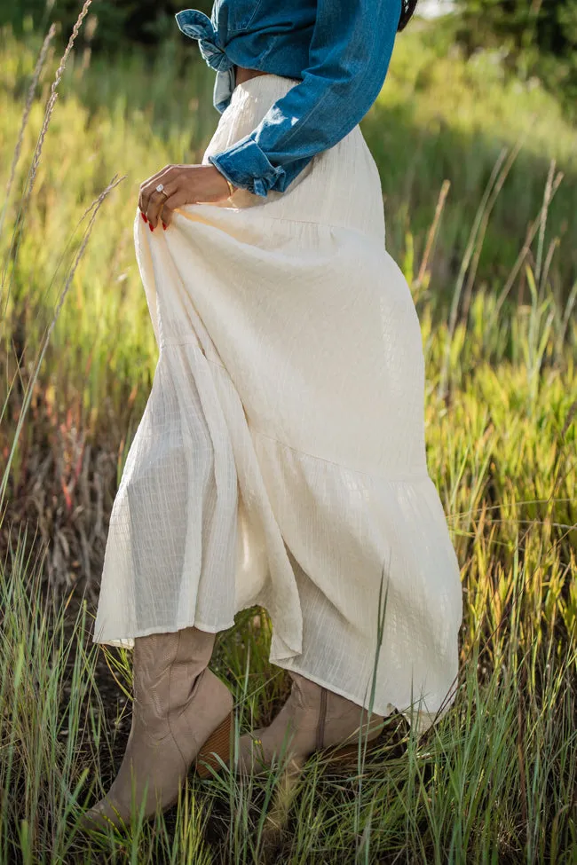 Going Nowhere Fast Cream Textured Maxi Skirt sold by Pink Lily product image thumbnail 4